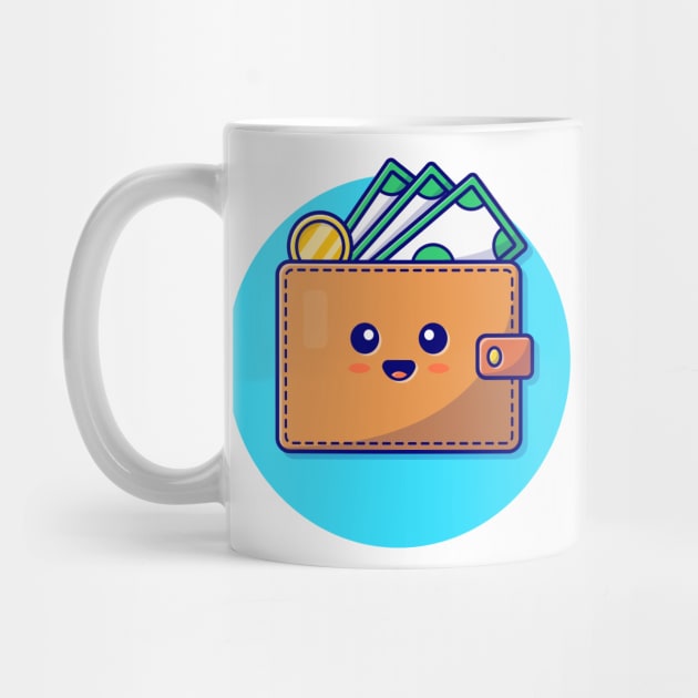 Cute Wallet With Money Cartoon Vector Icon Illustration by Catalyst Labs